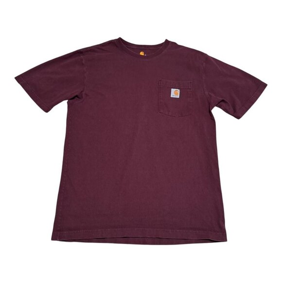 Carhartt K87-PRT Maroon 100% Cotton Original Fit Pocket Shirt Adult Medium - Picture 1 of 5